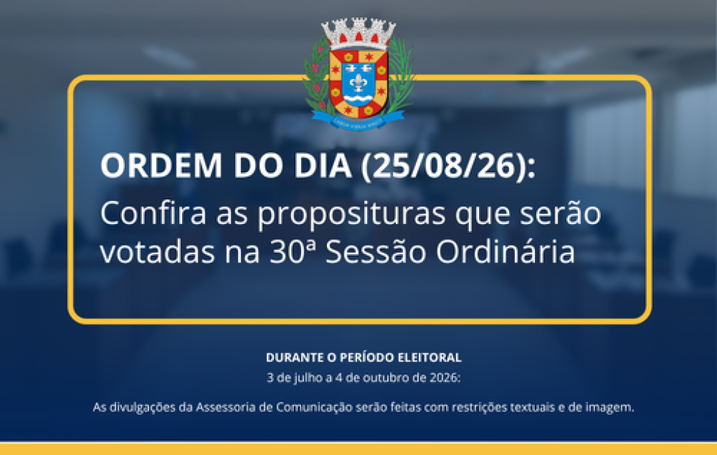 ACONTECE HOJE, ÀS 14H: 30ª SESSÃO ORDINÁRIA DE 2026