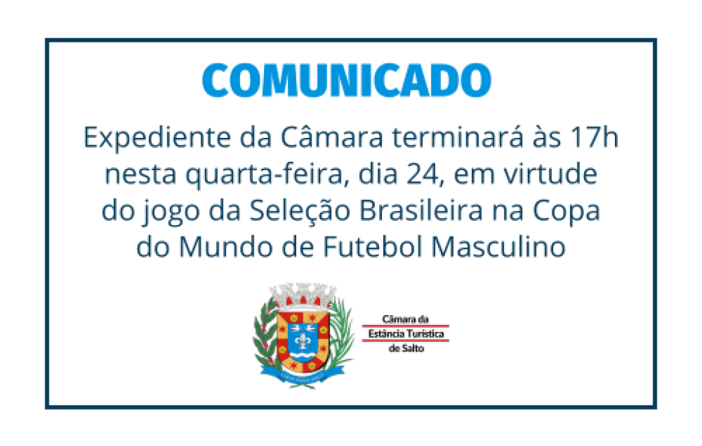 Expediente da Câmara terminará às 17h nesta quarta-feira, dia 24