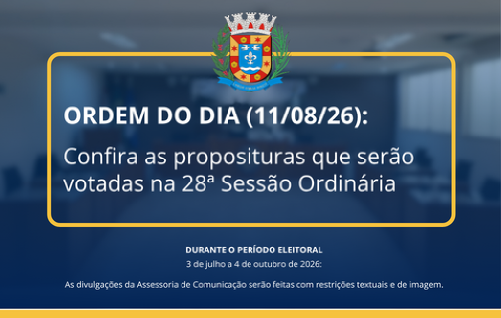 ACONTECE HOJE, ÀS 14H: 28ª SESSÃO ORDINÁRIA DE 2026