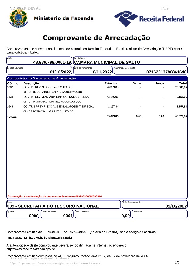 comprovante arrecadacao