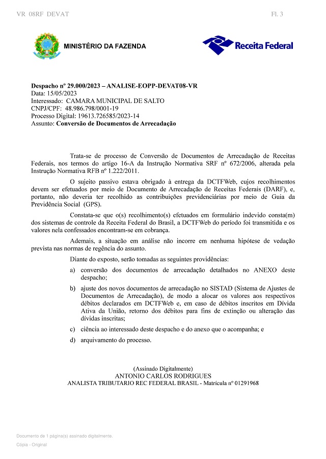 despacho receita federal